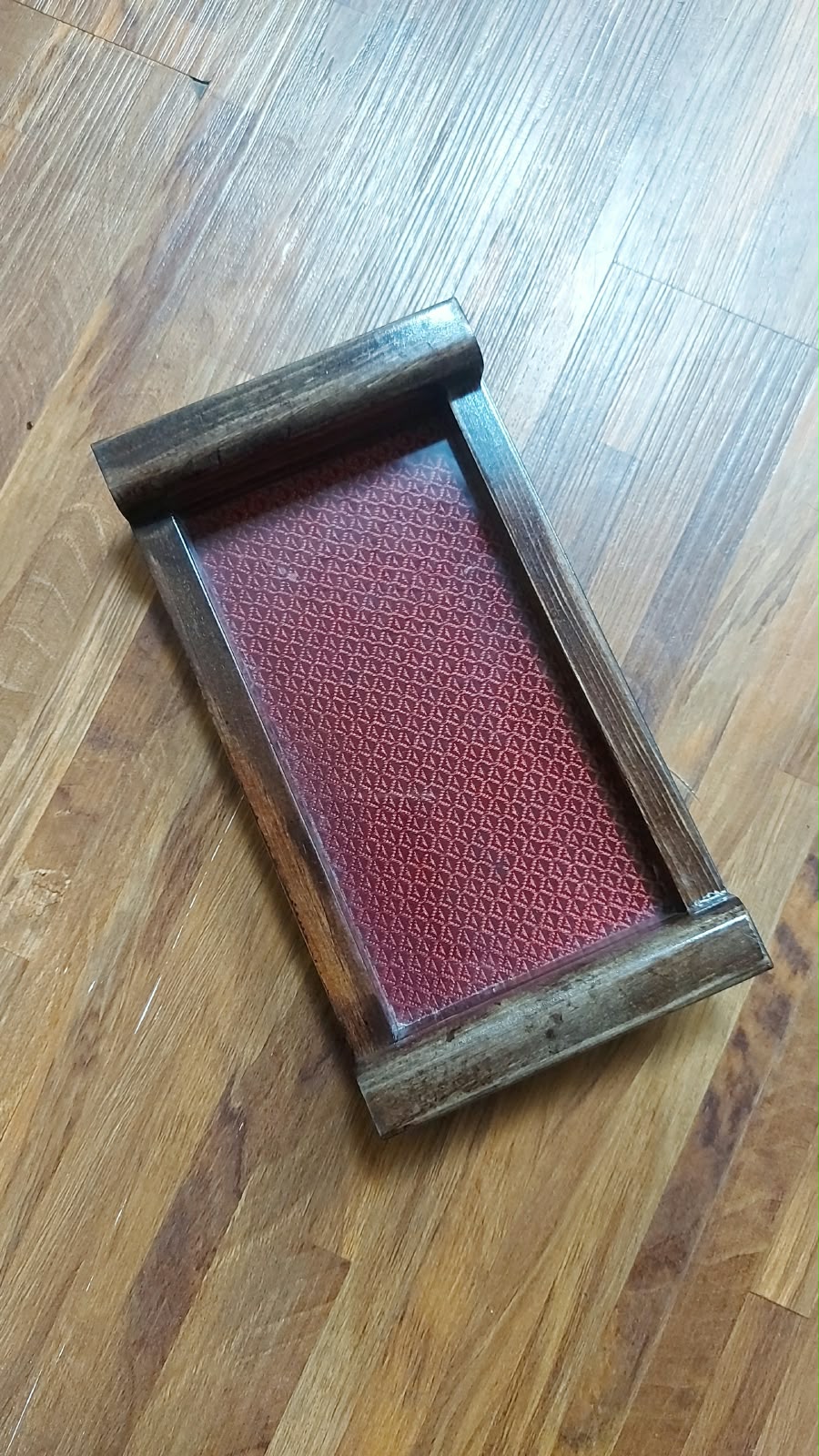 Wooden Tray - Small - Maroon & Walnut Brown