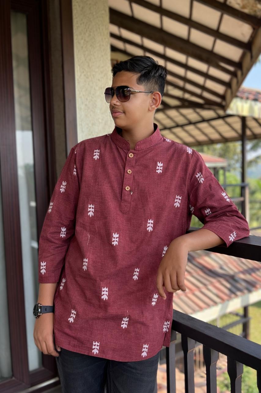 Men's Short Kurta - Purple