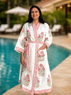 Waffle Bathrobe - Pink Flower