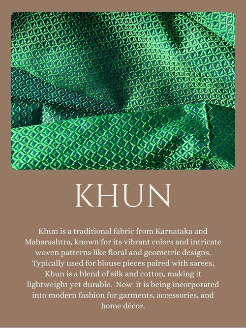 1 Piece Festive Cushion Cover - Green Khun + Maroon