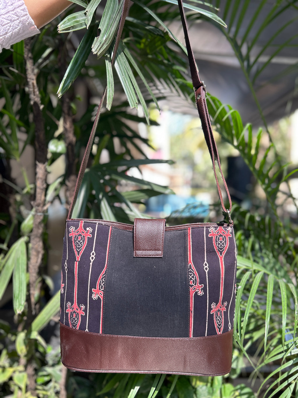 Leather 2 Compartment Bag - Black