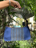 Leather Baguette Bag - Blue