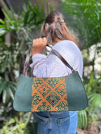 Leather Baguette Bag - Green
