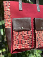 Leather Tote Bag - Red