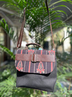 Leather Square Sling Bag - Black