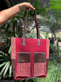 Leather Tote Bag - Red