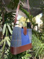 Leather 2 Compartment Bag - Blue