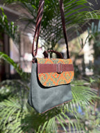 Leather Square Sling Bag - Green