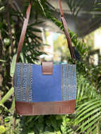 Leather 2 Compartment Bag - Blue