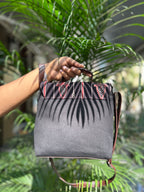 Leather Square Sling Bag - Black