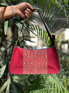 Leather Baguette Bag - Red