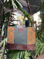 Leather 2 Compartment Bag - Green