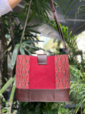 Leather 2 Compartment Bag - Red