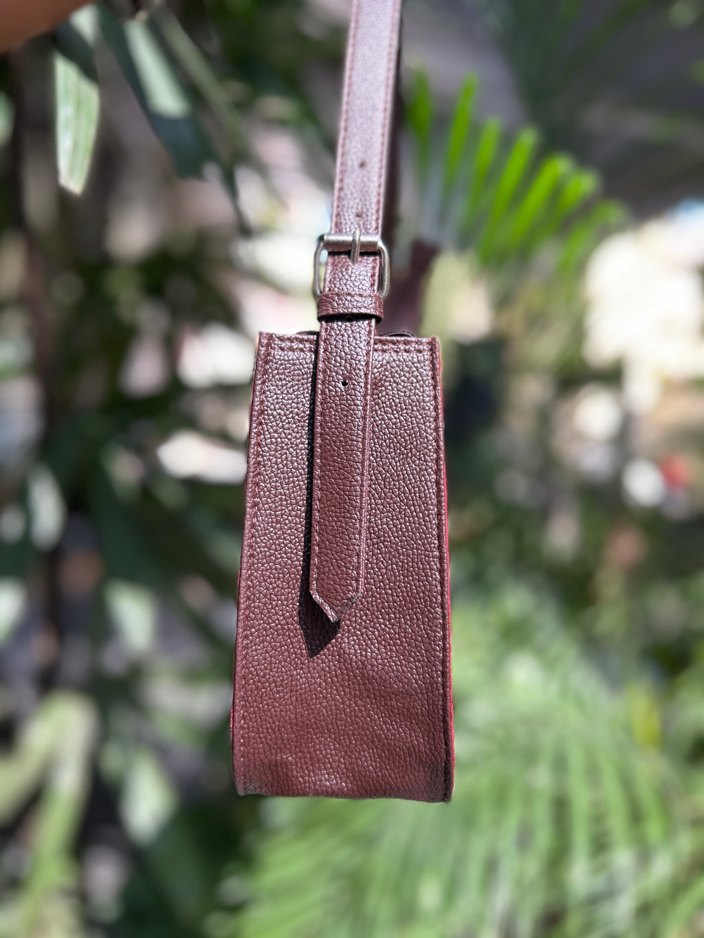 Leather Baguette Bag - Red