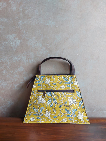 Leather Triangle Baguette - Mustard Floral