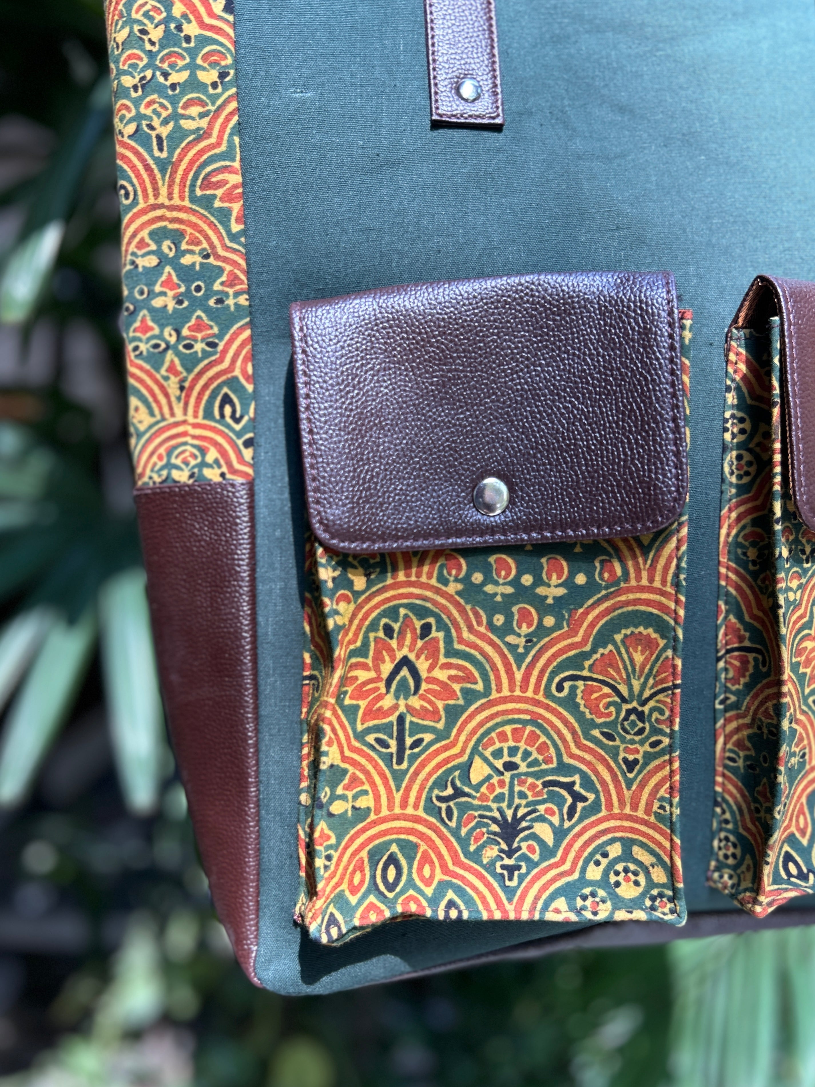 Leather Tote Bag - Green