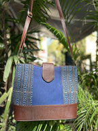 Leather 2 Compartment Bag - Blue