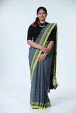 Cotton Irkal Saree - Grey & Green