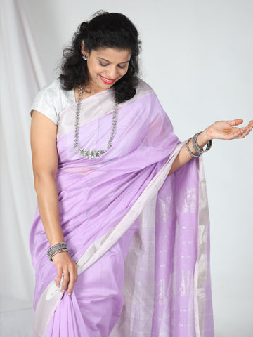 Royal BLue and Silver color silk sarees with big border saree design  -SILK0001432