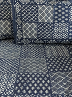 Indigo Double Bedsheet - Big Checks