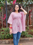 Woman's Short Kaftan  - Pink Striped
