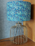 Table Lamp with Metal Base - Blue Green Floral Ajrakh