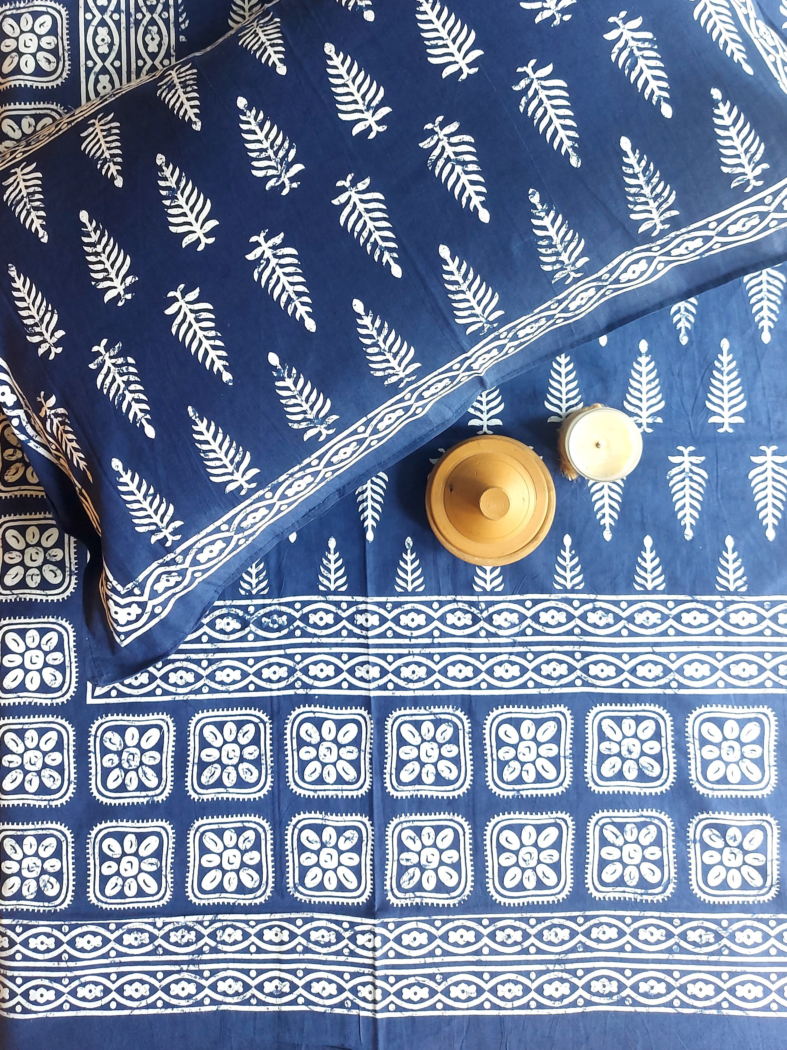 Indigo Double Bedsheet - Tree Butti