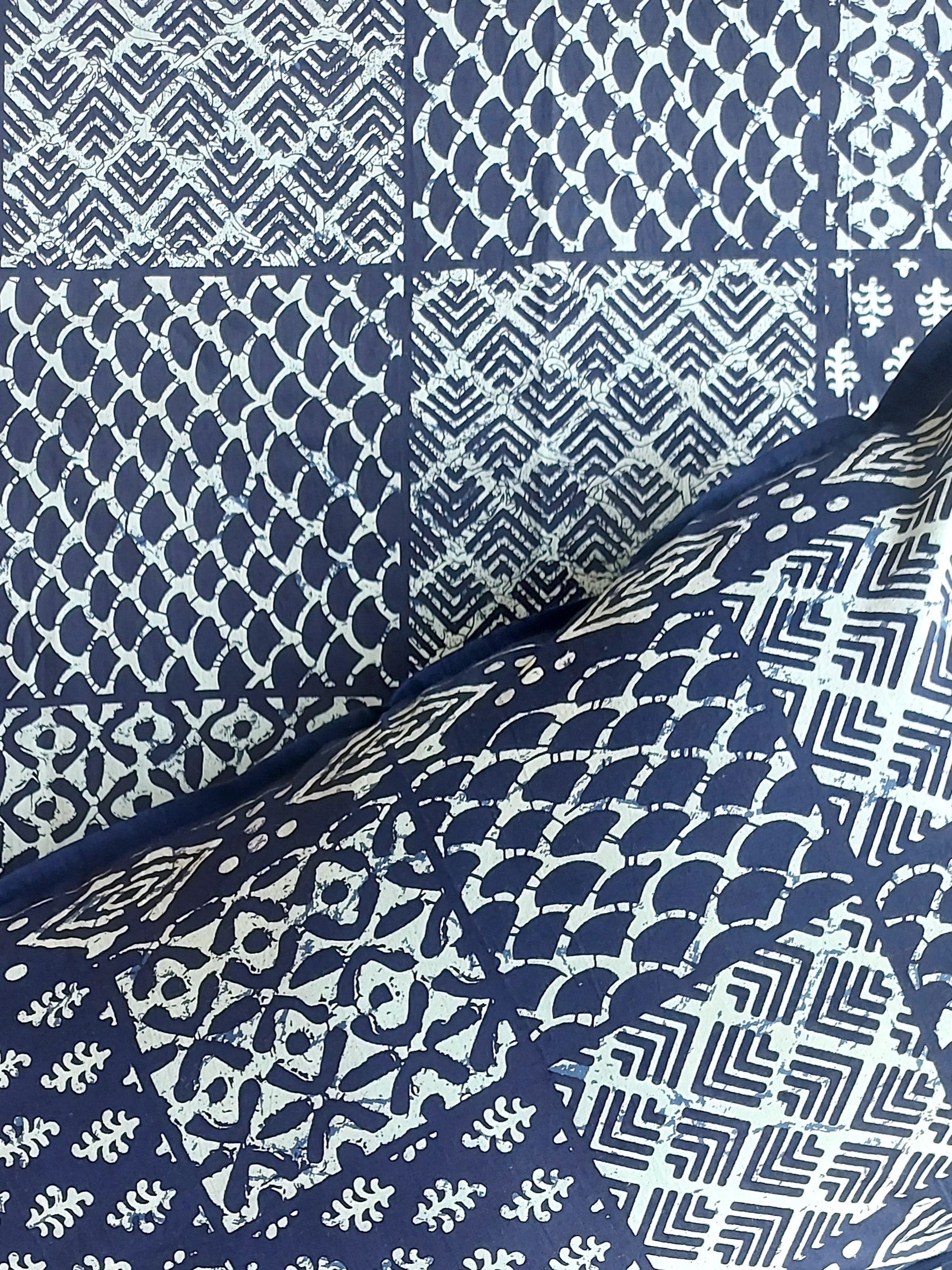 Indigo Double Bedsheet - Big Checks