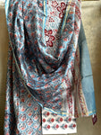 Chanderi Dress Material - Blue Floral