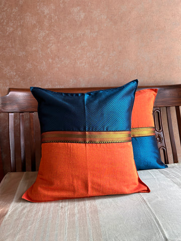 Khun Cushion Cover - Blue & Orange