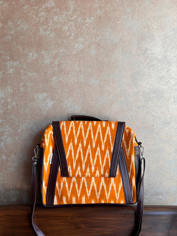 Quirky Laptop Bag - Orange Ikat